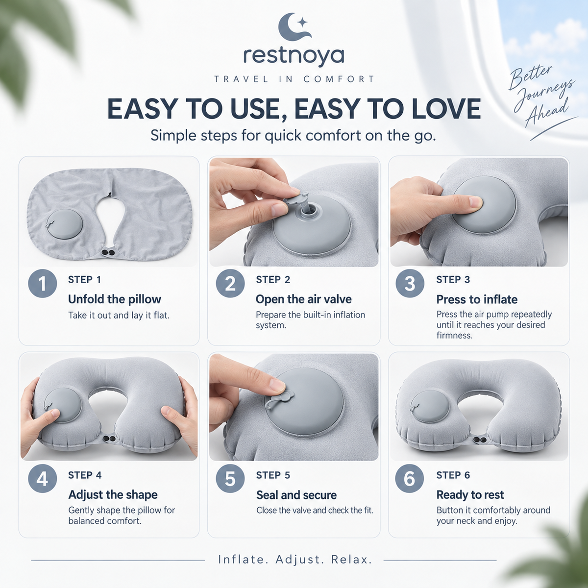 restnoya® Inflatable Travel Neck Pillow