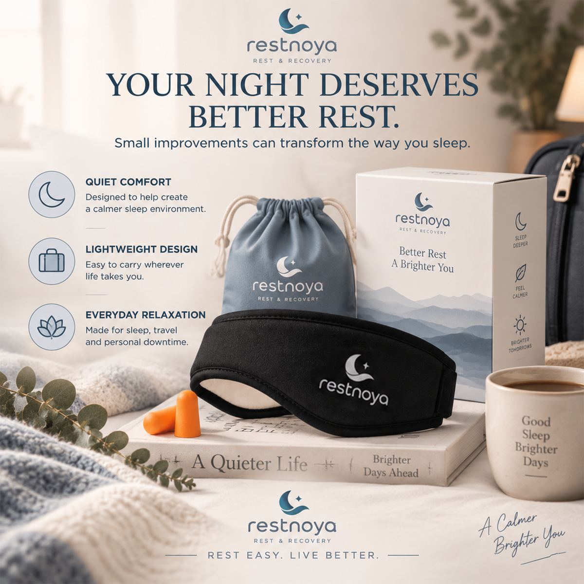 restnoya® 2-in-1 Blackout Sleep Mask & Earplugs