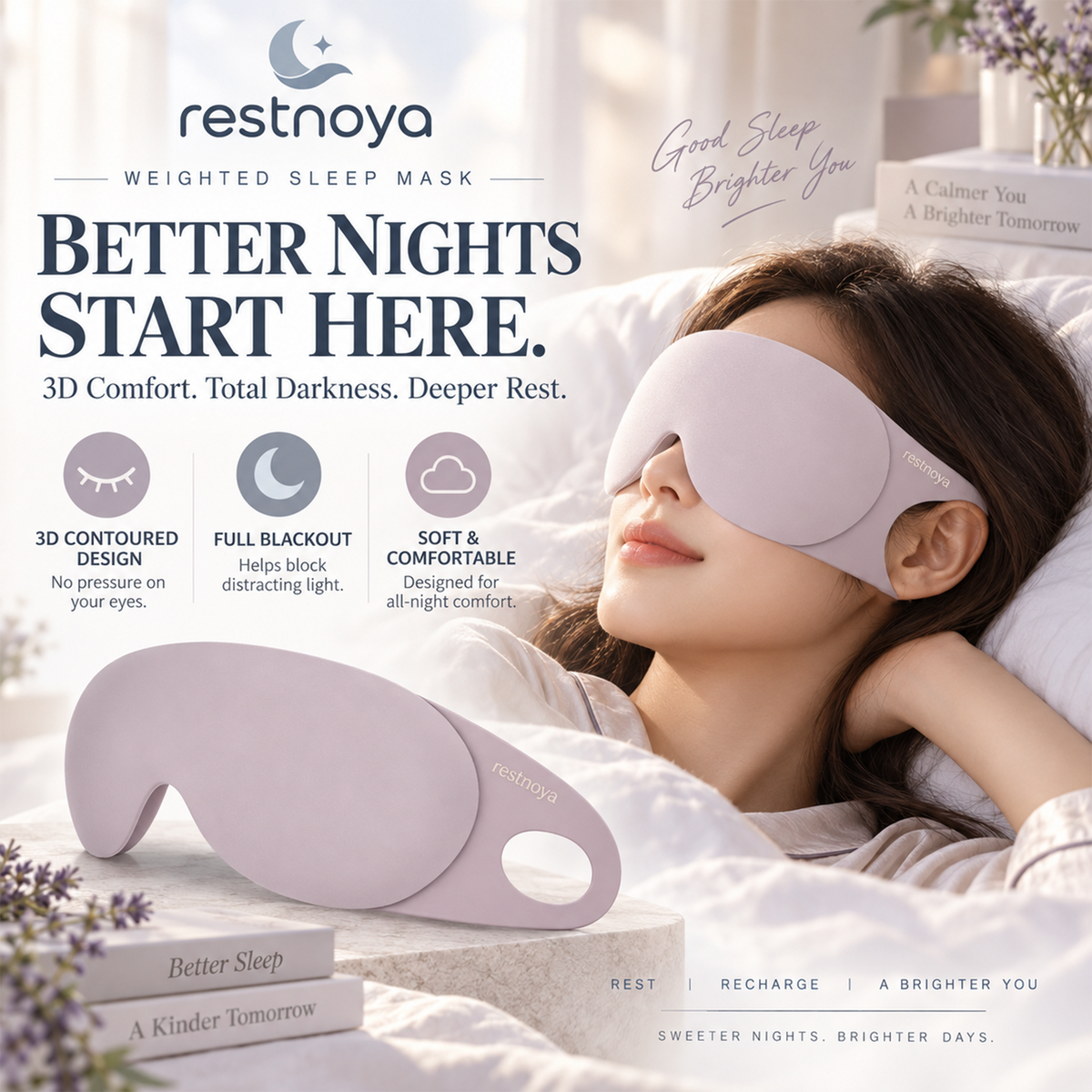 restnoya® 3D Contoured Blackout Sleep Mask