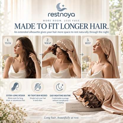 restnoya® Extra-Long Satin Sleep Bonnet
