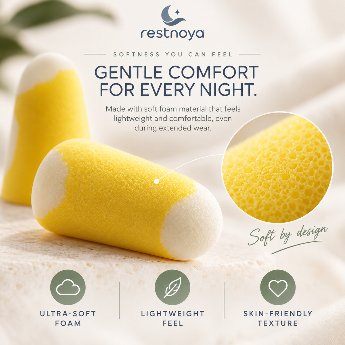 restnoya® Soft Foam Sleep Earplugs