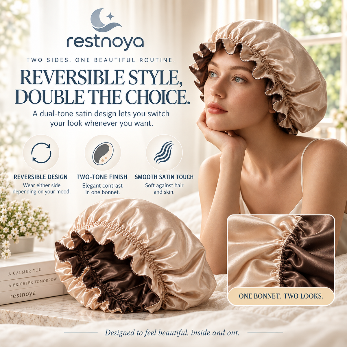 restnoya® Extra-Long Satin Sleep Bonnet