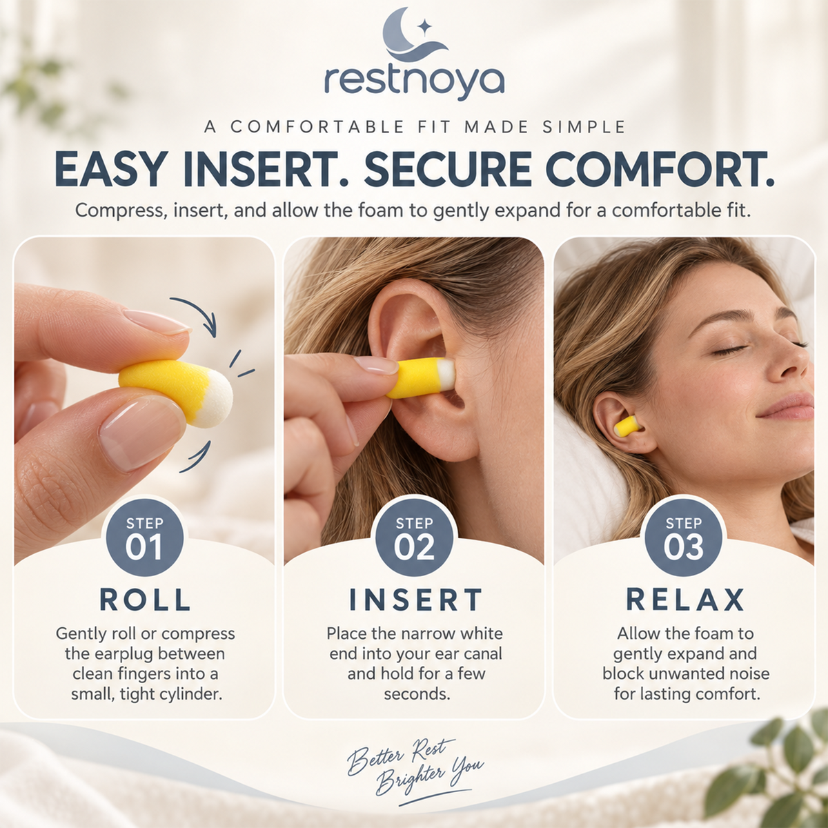 restnoya® Soft Foam Sleep Earplugs
