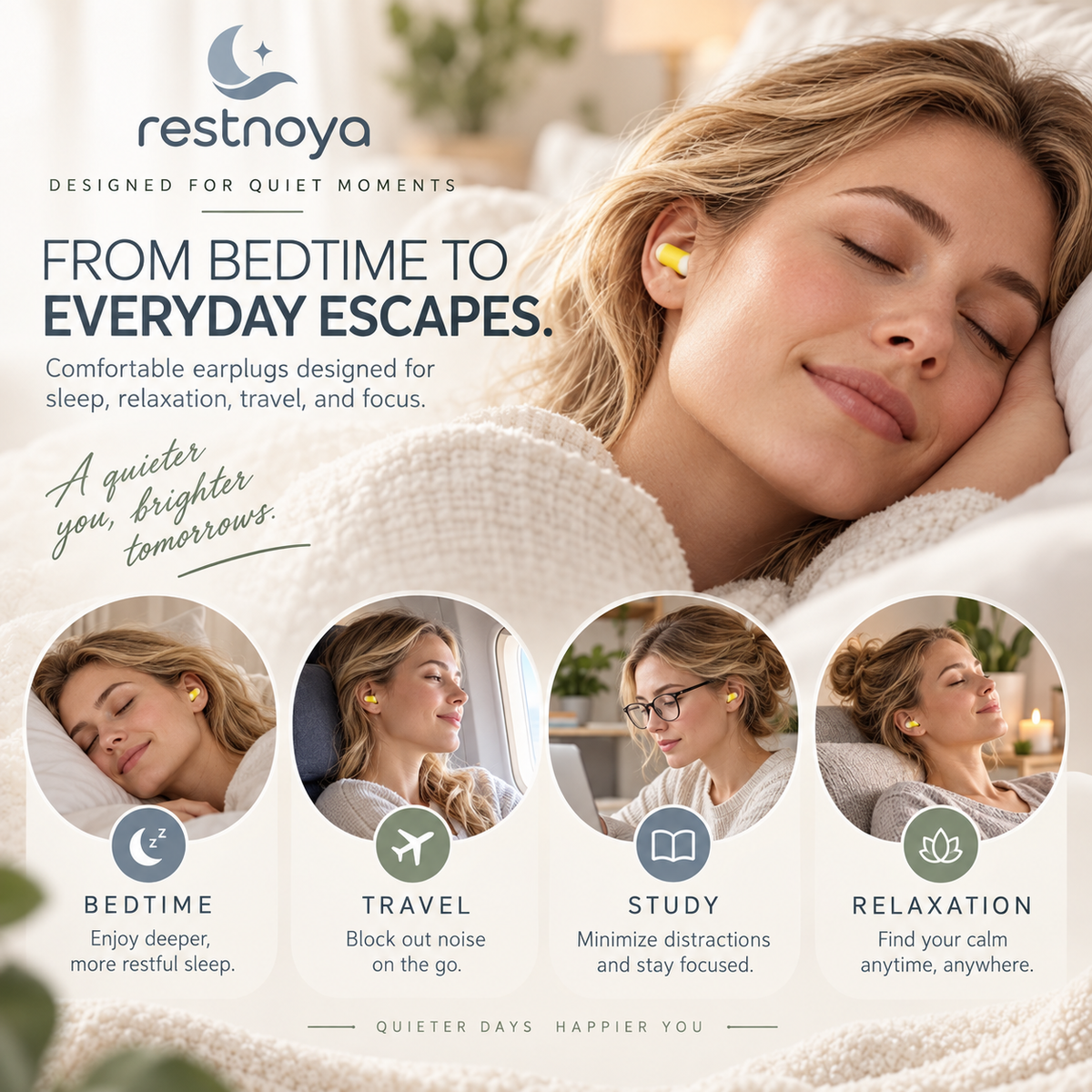 restnoya® Soft Foam Sleep Earplugs