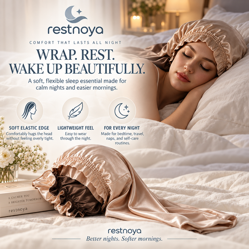 restnoya® Extra-Long Satin Sleep Bonnet