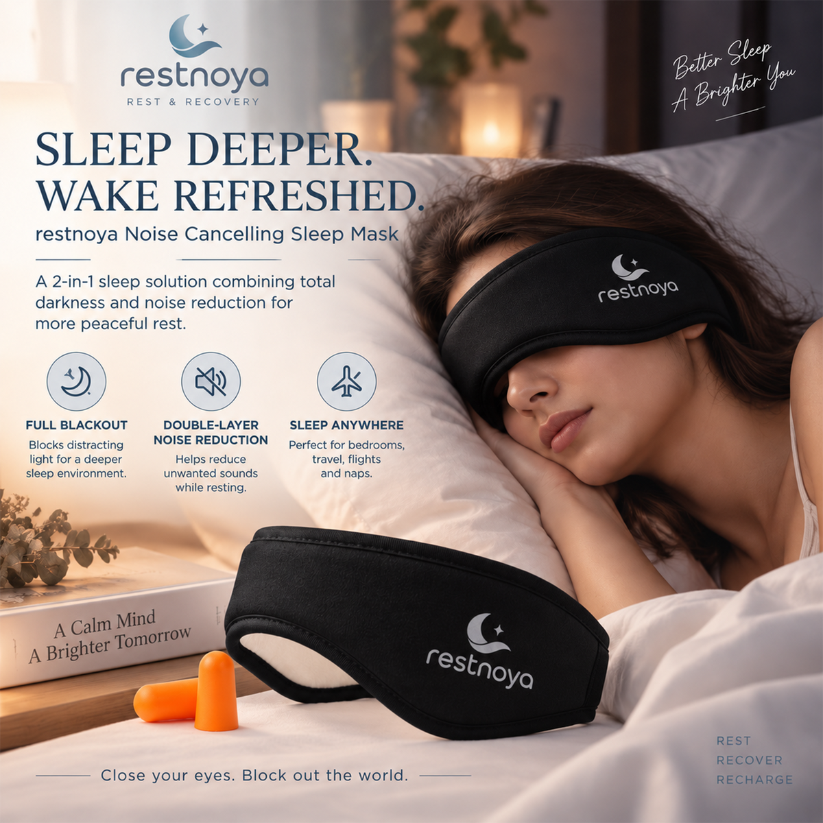 restnoya® 2-in-1 Blackout Sleep Mask & Earplugs